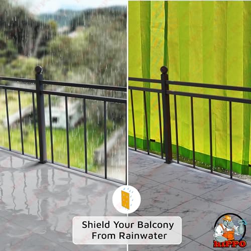 Image of HIPPO Heavy Duty Waterproof Outdoor Curtain 260 GSM - HDPE Coated Light Filtering Curtain for Lawn, Garden, Patio, Balcony & Hotel Outdoor Areas (4 Feet X 10 Feet, 2IN1 Lime-Grass, 2 PC)
