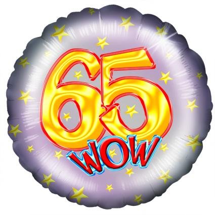 Wow 65th Birthday 18 Inch Foil Balloon