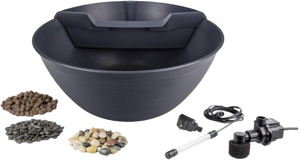 Aquascape Pond and Waterfall Kit AquaGarden Container Water Garden, Steel Gray Steel Gray Pond and Waterfall Kit