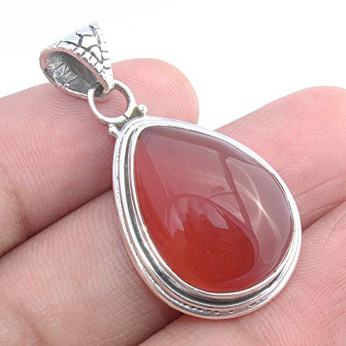 925 Sterling silver pendant pear shape red onyx stone jewelry semi precious pendant jewelry new year gift for wife