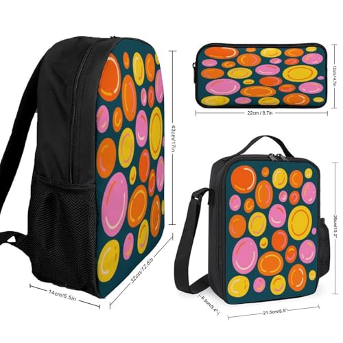 Circular Graffiti 3pcs Lightweight Travel Backpack Printed Backpack With Lunch Pack Storage Box Case2