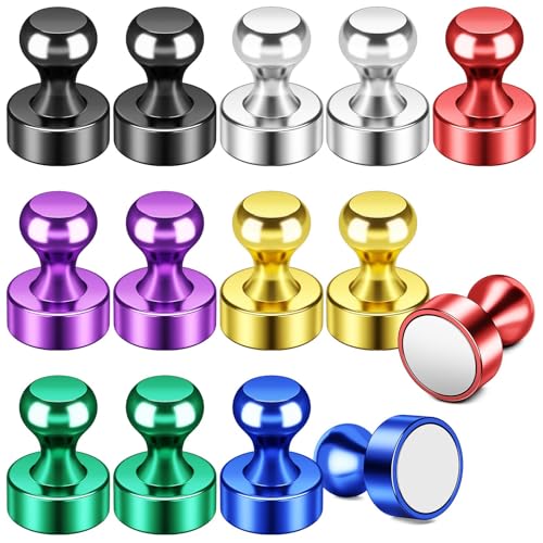 FINDMAG Fridge Magnets, Colorful Metal Paint Fridge Magnets, Strong Refrigerator Magnet for Adults, Decorative Whiteboard Magnet for Office, Kitchen Accessories, Classroom, Map Decor, Pack of 14