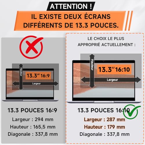 Filtro de privacidad de 13.3 pulgadas anti-luz azul desmontable para portátil Asus y HP 3