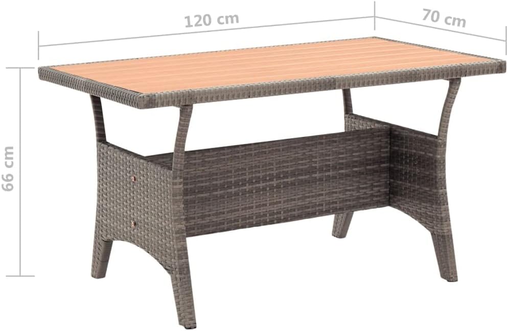 Outdoor Wicker Bar Counter Table, Outdoor Garden Side Table, All-Weather Patio Dining Table for Gardens, Yards, Patios and Terraces, Patio Table Gray 47.2"x27.6"x26" Poly Rattan