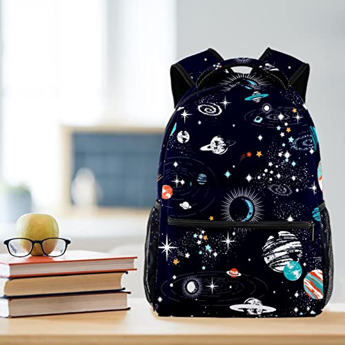 Mochila para portátil unisex con estampado del espacio y compartimentos 6