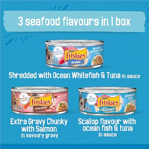Friskies Saucy Seafood Wet Cat Food, Variety Pack 3 Flavours - 156 g Can (24 Pack) image 6