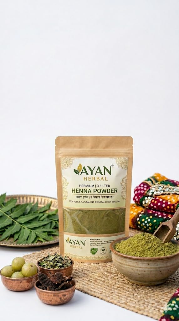 Henna Powder for Hair & Mehndi, 3-Filter Rajasthani Mehandi 500gm, Triple Sifted Lawsonia Inermis Leaf Powder, Smooth Paste for Hair Coloring & Body Art Use, Natural Herbal Care-picture-32