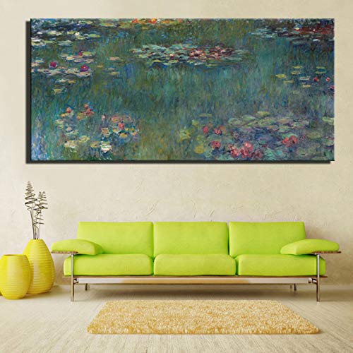 Toile Monet Eau Lotus 90x180cm affiche art abstrait grand format salon - 3