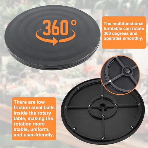MIYUANGKJ 2 Stück 20 cm Schwarz Kunststoff 360 Grad Drehbarer Universal Drehteller für Laptops, Monitore, TV, Lautsprecher, Handwerk, Pflanzen, Küche