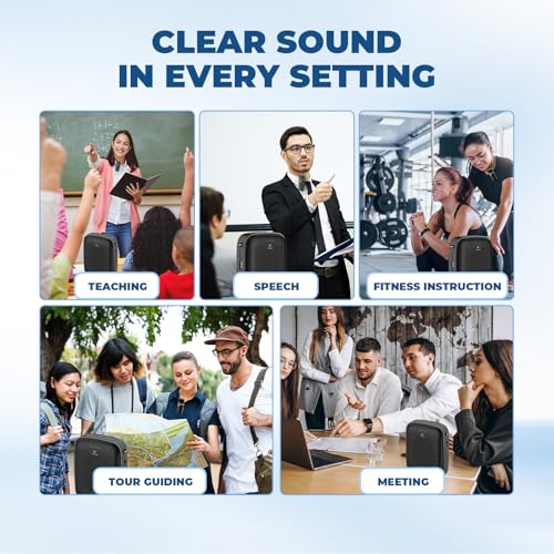 Image of WinBridge A006 Voice Amplifier with Wireless Lapel Microphone 15W | Bluetooth Clip-On Mic for Teachers, Yoga & Tour Guides, 49 ft Wireless Range, Bluetooth Audio, USB Playback, 15 hr Battery
