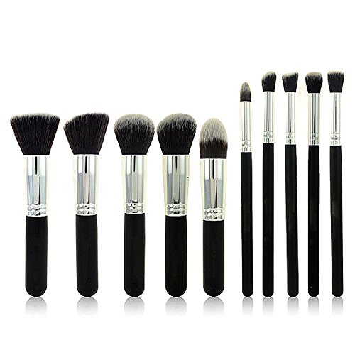 Ucanbe Premium Professional Synthetic Kabuki Makeup Brush Set Cosmetic Foundation Eyeshadow Blush Concealer Powder Brush Makeup Brush(silver)