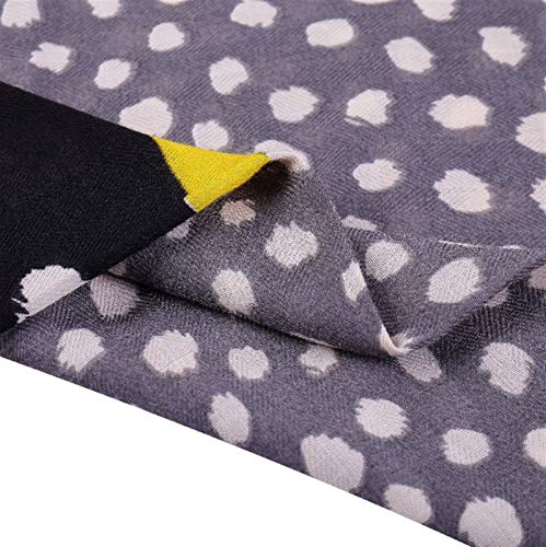 Écharpe châle chaud en coton et lin noir à pois pour femme Vent Nouveau