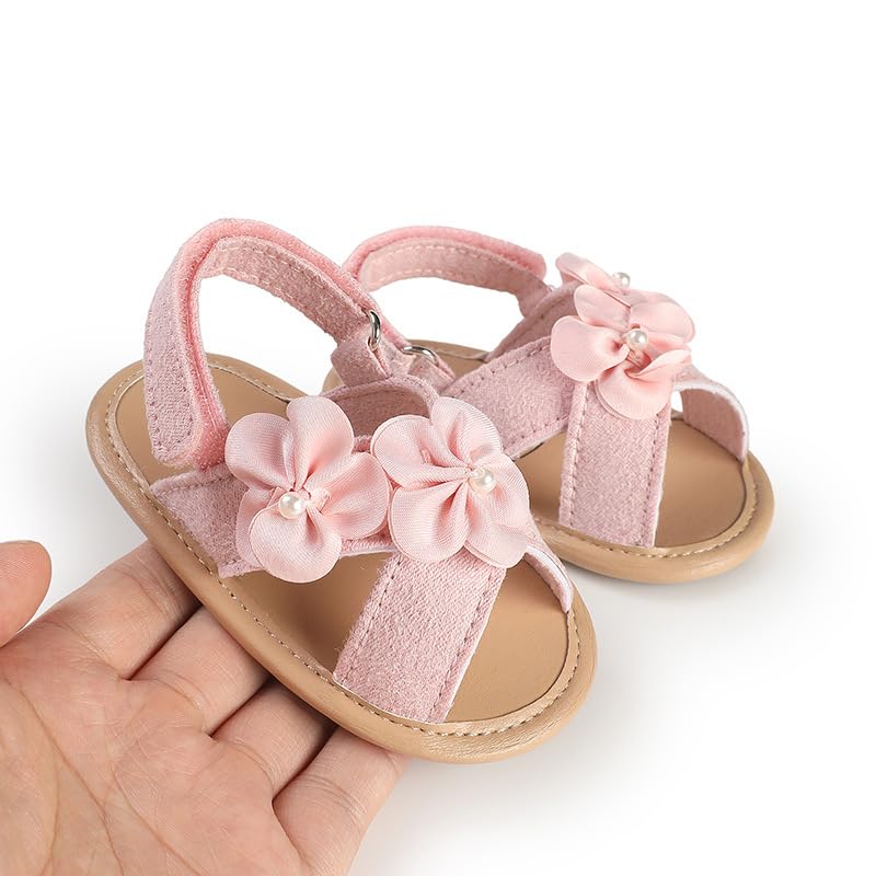 Infant Baby Girls Sandals Comfort Premium Summer Outdoor Casual Beach Shoes with Floral Anti Slip Soft Sole Newborn Toddler Prewalker First Walking Shoes3