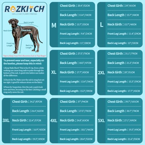 Image of ROZKITCH Dog Recovery Suit for Abdominal Wounds & Post-Surgery, Full Coverage Bodysuit with Feet Covered, Anti-Licking Shedding & Wound Protection, e-Collar Alternative for Extra Large Dog Green 4XL