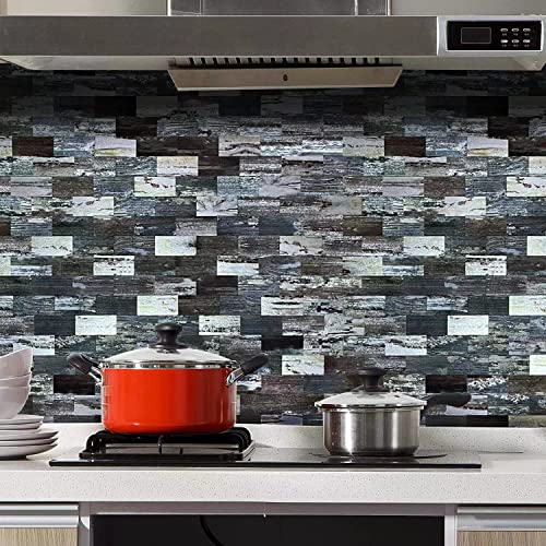 Ymmxge Peel And Stick Backsplash Pvc Metal Subwaytile， Self-Adhesive Wood Grain Wall Sticker Easy Diy Stick On Kitchen Bathroom Walls (5, Metal Silver Gray + Light Wood Grain) #TOP2