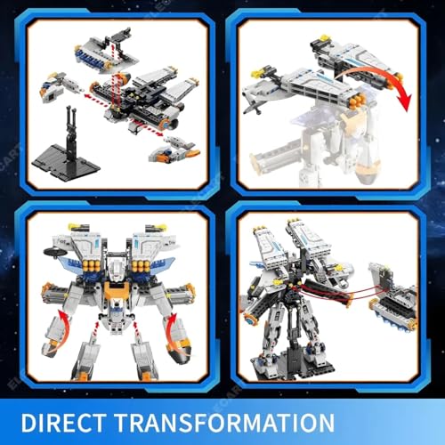 Image of 2-in-1 Robot Spaceship Building Blocks Set - 673 PCS Transforming Robot to Spacecraft Construction Toy | STEM Creative Building Kit for Kids Boys Girls 6+ | Educational Gift Toy