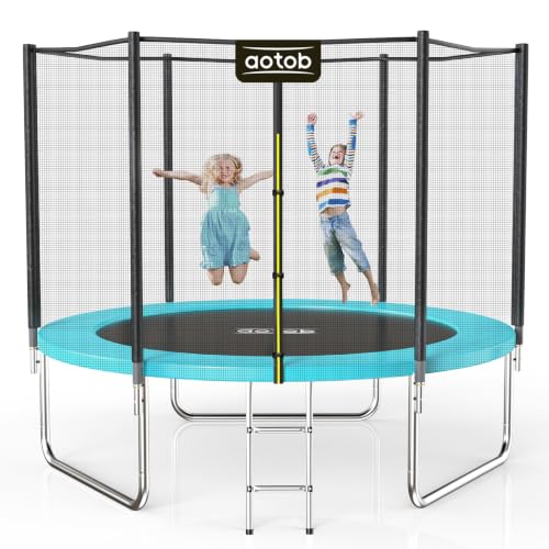 AOTOB Trampoline with Safety Net for Kids Outdoor 8FT ASTM 400LBS-Azure