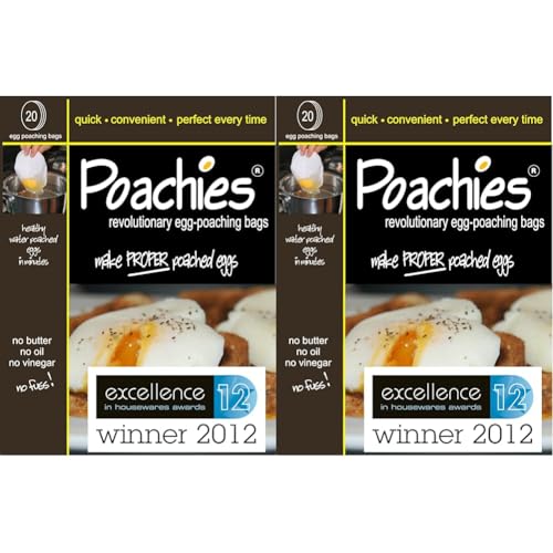 20 Egg-Poaching Bags (Pack of 2) - White Silicone & Plastic Round Egg Poaching Bags
