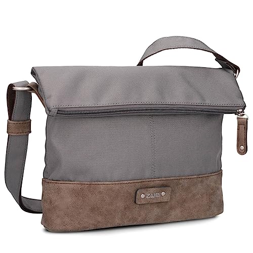 Damen Handtasche Olli OT6 erweiterbare Umhängetasche 2/4 Liter Crossbody Bag wasserabweisend robust strapazierfähig Canvas-Stil Vintage-Look (rock)