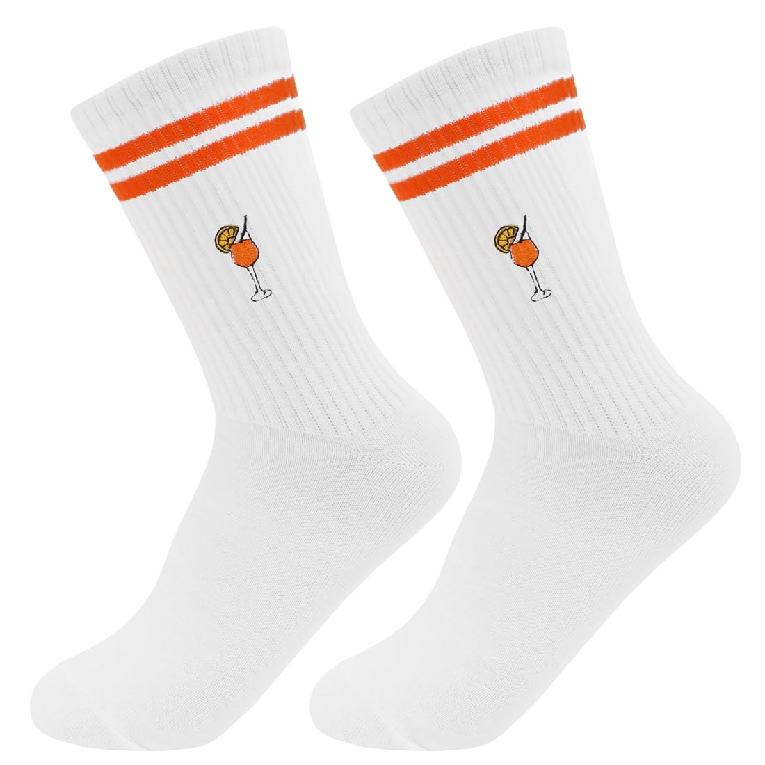 HUKUMA Bestickte Aperol Spritz Socken, Tennissocken Damen,Lustige Sportsocken,Aperol Kostüm Accessoires