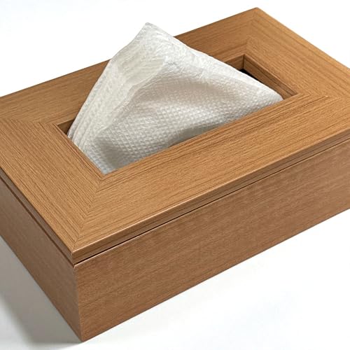 Image of Art Street Tissue Box Holder with Cover, Rectangle Facial Tissue Paper Box Holder Decorative Organizer for Home and Office Table Decor (Beige, 2.5X9 Inch)