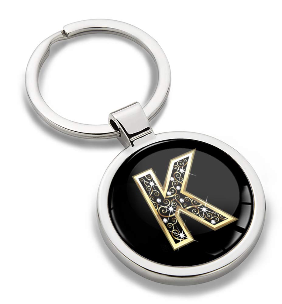 Biomar Labs3D Metal Alphabet A-Z Personalised Initials Keyring Keychain Gold Men Women Gift Letter K, KK 63