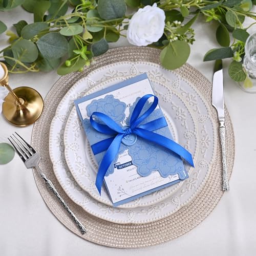 Image of Double Face Royal Blue Satin Ribbon 1 /2 inch X 50 Yards Polyester Royal Blue Ribbon for Gift Wrapping Very Suitable for Weddings Party Invitation Decorations and More