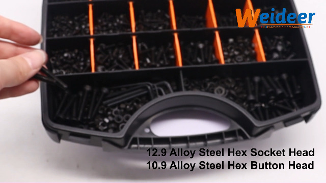 Image of weideer 3670pcs M2 M3 M4 M5 Metric Screw Assortment Kit,Metric Bolt Assortment,12.9 Alloy Steel Hex Socket Head 10.9 Alloy Steel Hex Button Head Machine Screws Nuts Washers with Wrench