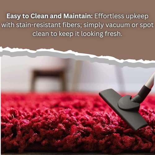 Image of Naze Modern Geometric Area Rug, Shag Texture, Multi-Colour Pattern with Extra Softness and Smooth, Silky Feel, for Living Room Carpet, Etc.clr- RED,1, Size 5x8 feet