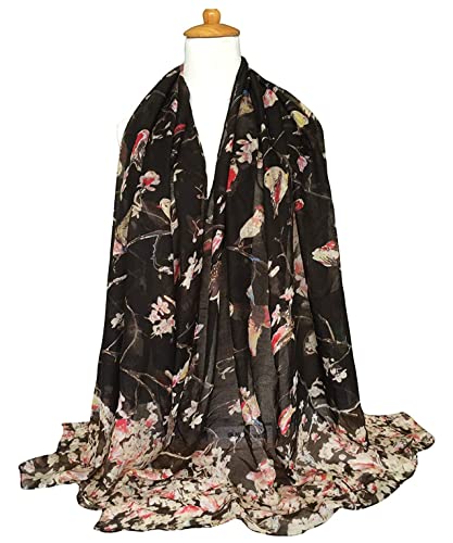Gerinly Fashion Scarfs For Women Fall Lightweight Large Cotton Scarves For Headwraps Bufandas De Mujer Elegantes (Black) #TOP5