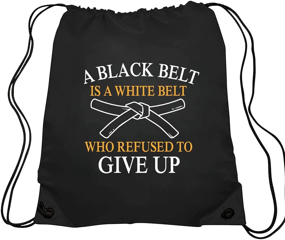Haizct A Black Belt Is A White Belt Who Refused To Give Up Drawstring Backpacks, Tae Kwon Do Drawstring Bag for Men Women, Tae Kwon Do Gifts Karate Gifts Jiu Jitsu Gifts