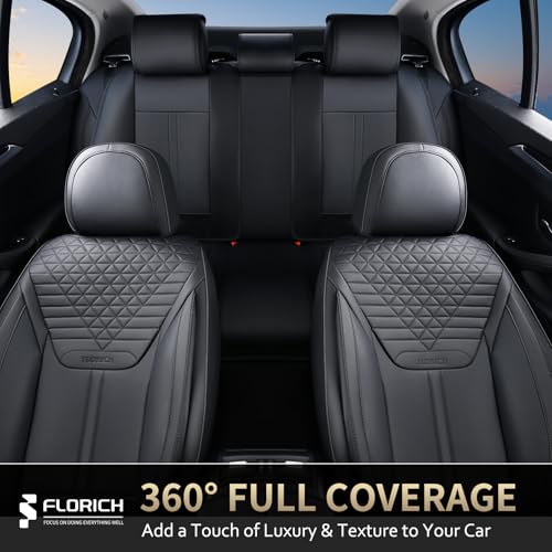 Image of FLORICH Seat Covers, Car Seat Covers Full Set, Luxury Nappa Leather Seat Covers, Breathable and Waterproof Car Seat Protector 5 Seat, Automotive Seat Covers Universal Fit for Most Cars-Coal Black
