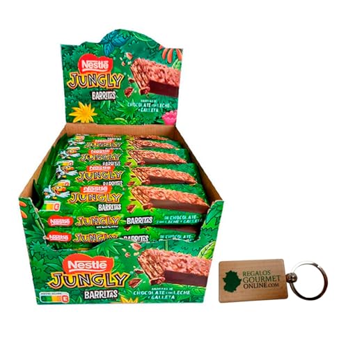 Llavero Deliex y 30 Barritas Jungly Nestlé - Snacks - Galletas de chocolate 34 g caja con 30 unidades.