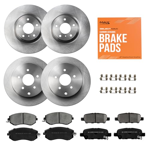 Image of MAX Advanced Brakes Front & Rear Brake Kit for 2015 to 2023 Nissan Murano, 2013 to 2020 Pathfinder, Infiniti QX60, Brake and Rotor Kit Front, OE Rotors, Brake Pads