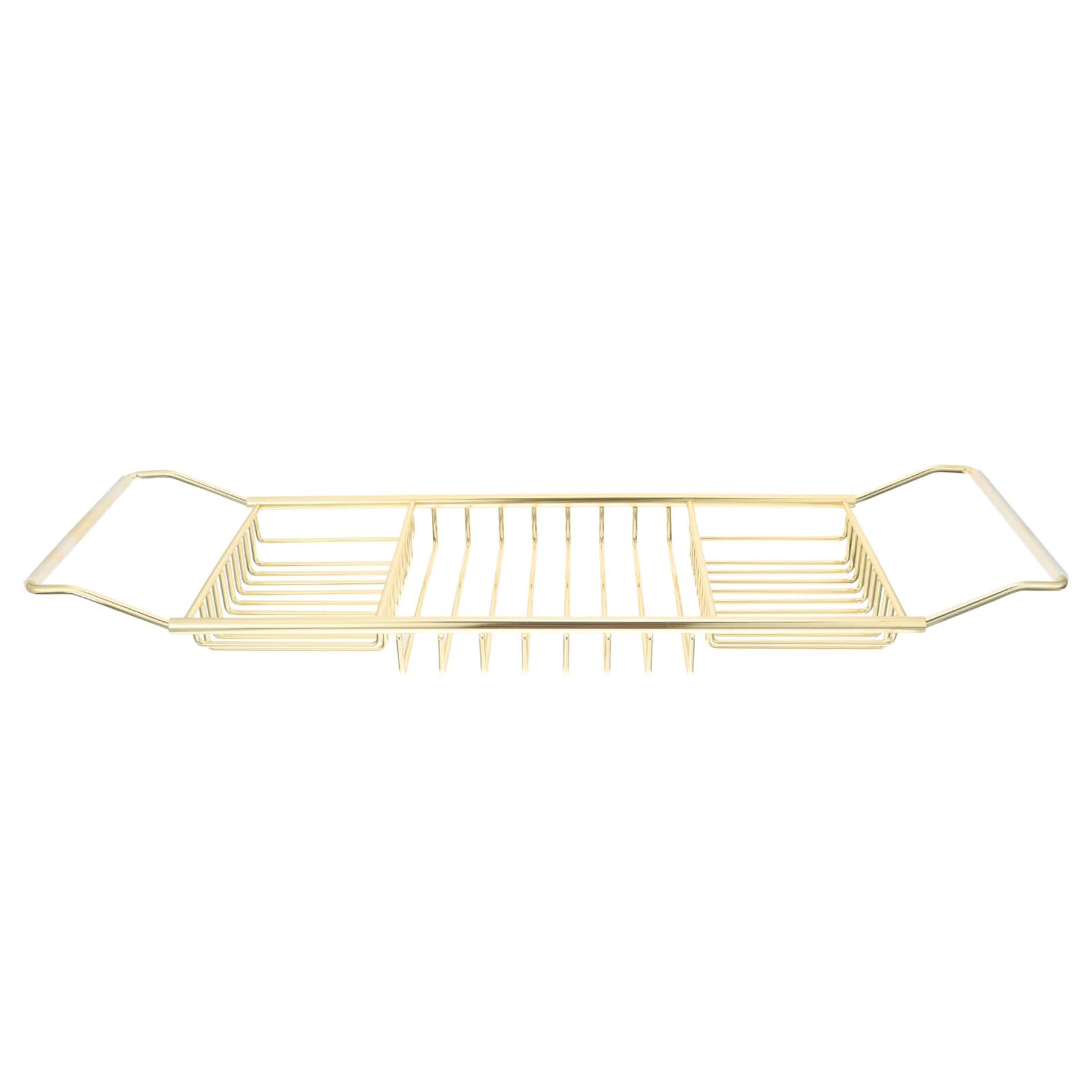 Telescopic Gold Bathtub Caddy Adjustable Anti-Slip Storage Rack for Bathtub Holds Books Wine Glasses Bathroom Tray
