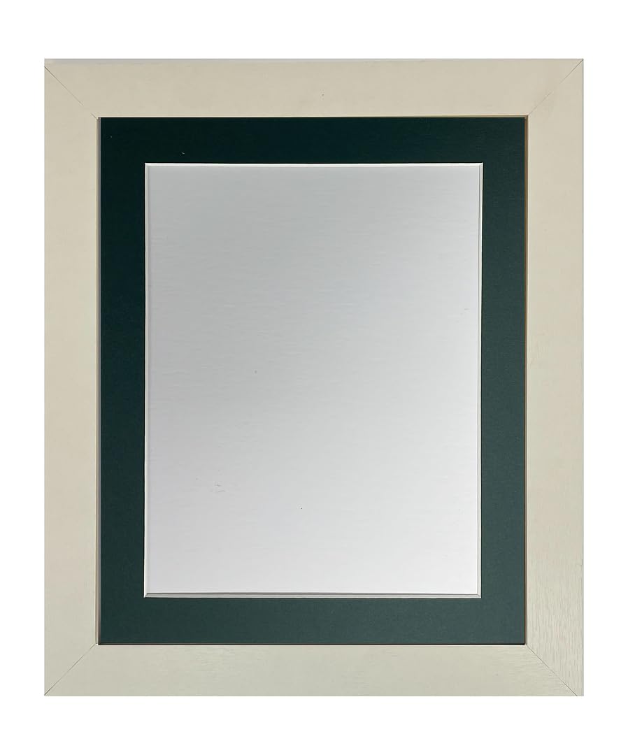 FRAMES BY POST Studio Natural White Ash Picture Photo Frame with Dark Green Mount A3 for Image Size A4