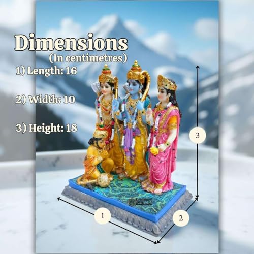 Image of Ram Darbar Idol Statue | Handcrafted Marble Finish Sita Ram Family Murti for Home Temple, Mandir, Pooja, Vastu, Diwali, Housewarming Gift (18 CM)