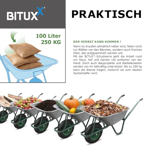 BITUXX® Schubkarre 100L Schubkarren Schiebkarre Bauschubkarre Verzinkt mit Luftreifen bis 250kg - 5