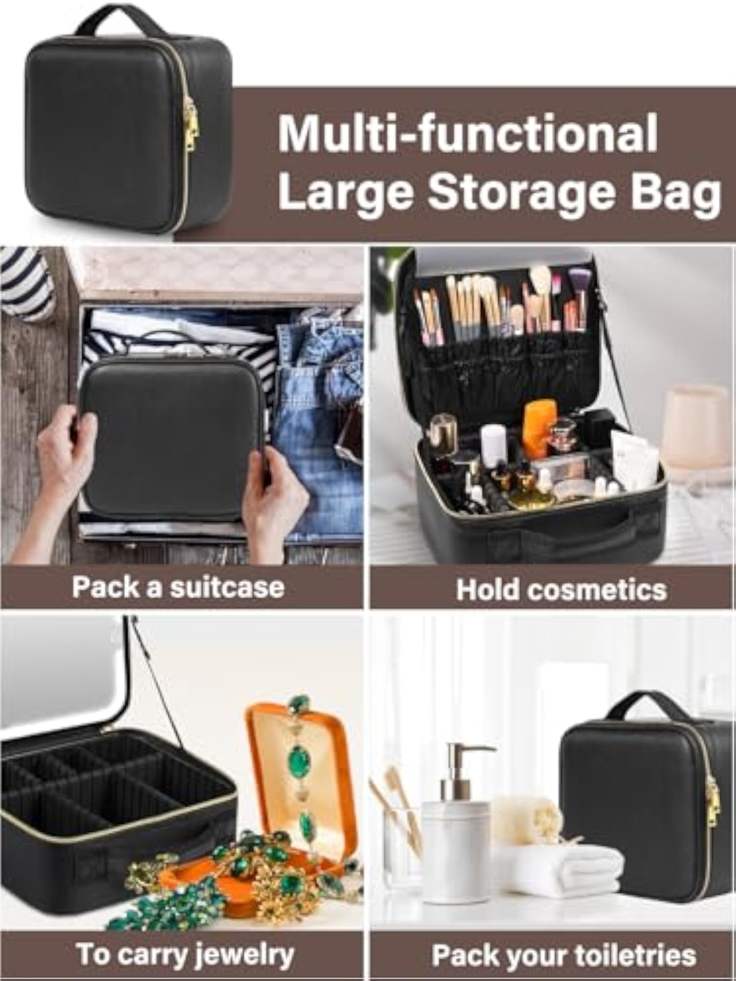 Large Capacity Makeup Organizer Professional Vanity Case