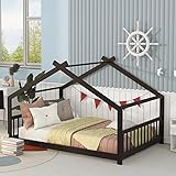 Full House Beds Montessori Bed Wood Frame Kids Platform Bed with Headboard & Footboard for Children...