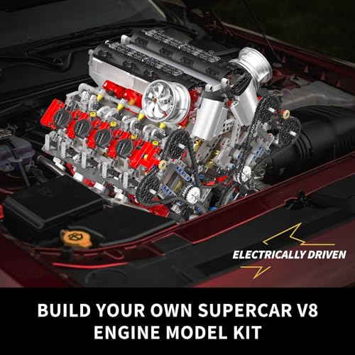 Image of Mould King 10130 V8 Engine Model Kit, Surper Car Engine that Works with Motor, Buildabe STEM Physical Science Educational Toy, Hobby Building Set for Adults (2718 Pieces)