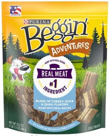 Beggin' Purina Made in USA Facilities Dog Treats, Adventures Venison Flavor with Real Bacon - 23.5 oz. Pouch