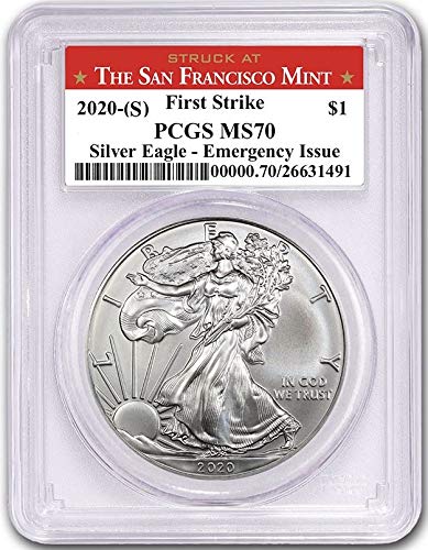 2020 American Silver Eagle minted in San Francisco $1 MS-70 Frist...