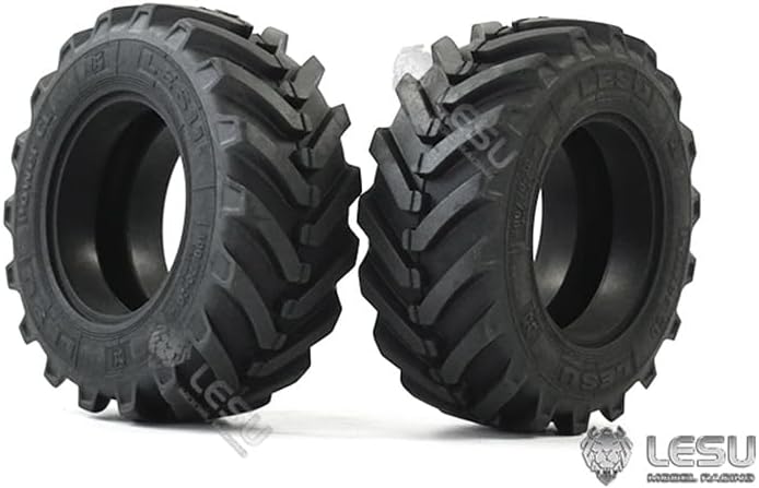 Two LESU RD-2022 rubber front tyres with aggressive tread patterns