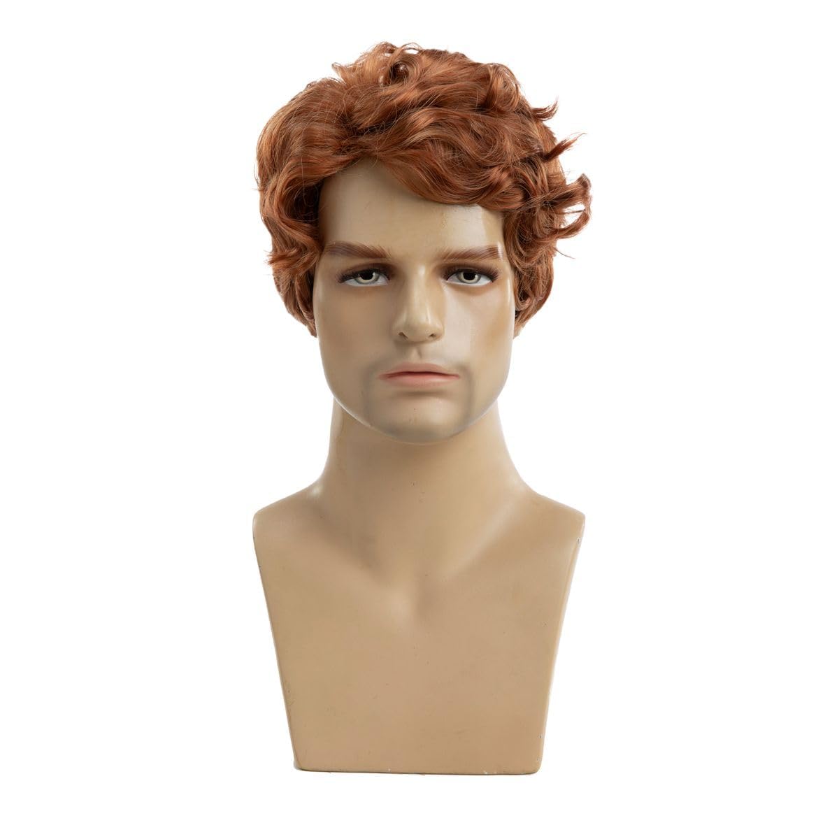 Beweig Short Curly Orange Wig Short Afro Wig for Male Cosplay Costume Daily Hair Synthetic Heat Resistant Mens Full Wigs - Image 2