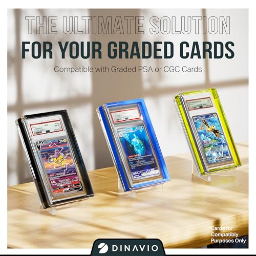 Image of PSA Graded Card Display Acrylic Case for Standard PSA and CGC Slabs - Slab Case - PSA Card Case - Graded Card Display Case - Updated Dimensions - Stand Included (Orange)