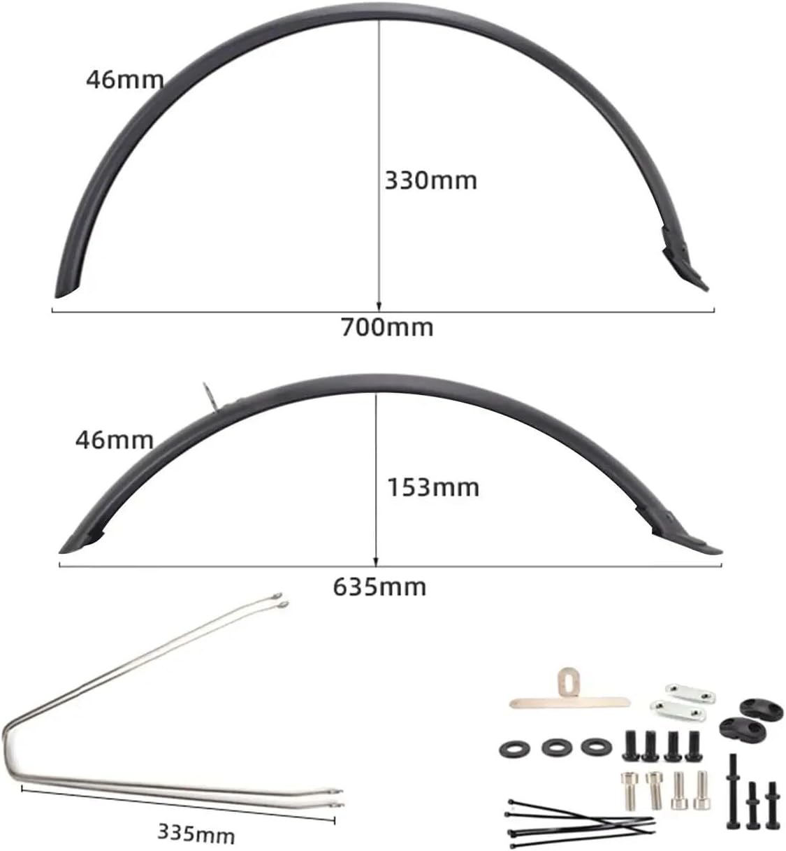 Bike Fender 2X Road Bike Fenders Full Cover Mountain Bike Mud Guards Front Rear Mudguards for Bicycle Rain Mountain Road Bike 700C(Without 2 Rings)