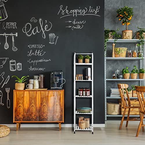 Miniatura 2 de Relaxdays Estantería Metálica, Acero, 145x33x28 Cm, Estante Baño Y Cocina, 5 Baldas, Librería Metal, Sin Fondo, Blanco, Aleado