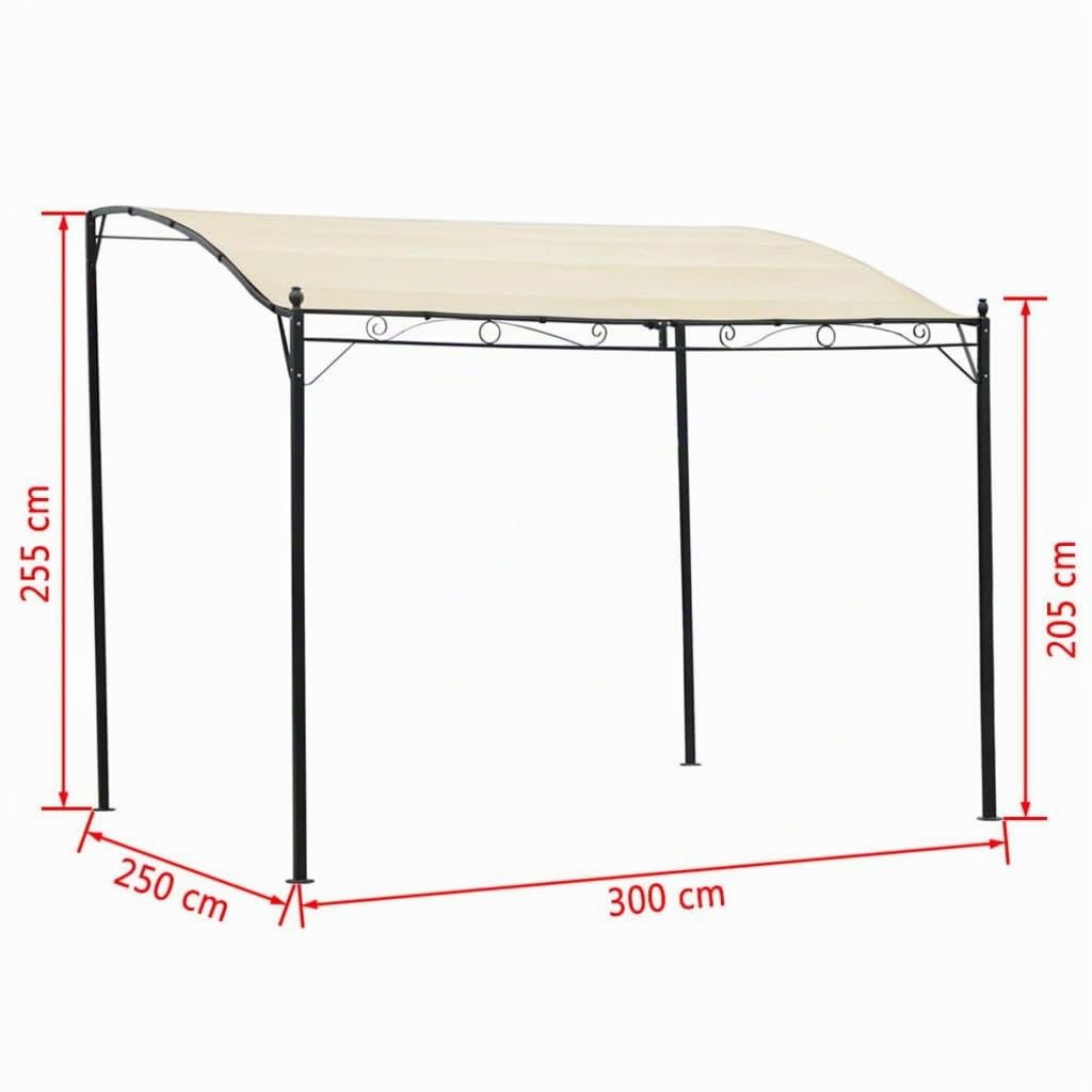 Festnight Gazebo da Giardino Esterno,Pergolato da Giardino Esterno Tettoia in Tessuto Bianco Crema e Struttura in Acciaio 3 x 2,5 m