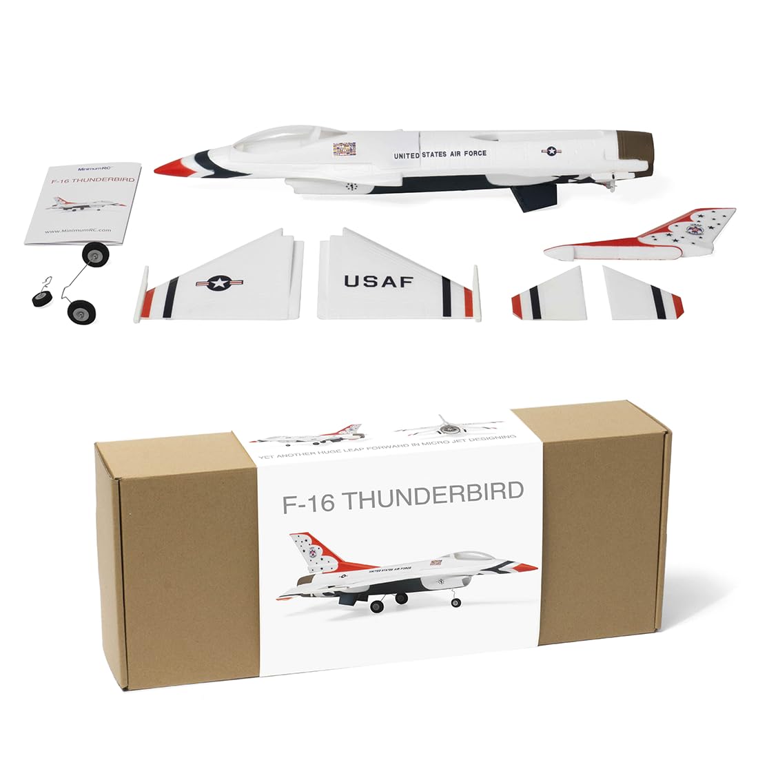 MinimumRC F-16 Micro EDF Jet 30mm Impeller 2S, 4-Kanal RC Flugzeug mit Gyro Stabilisierung(Bürstenmotor/Linker Gashebel/2 Batterien)